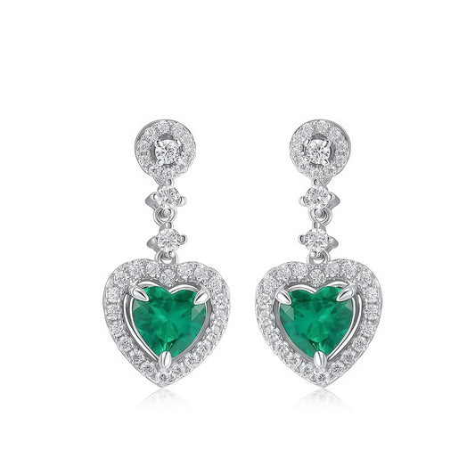 Sustainable 1.38CT Lab-Grown Emerald Heart Earrings | Handcrafted 925 Silver Ethical Luxury by Dapaza