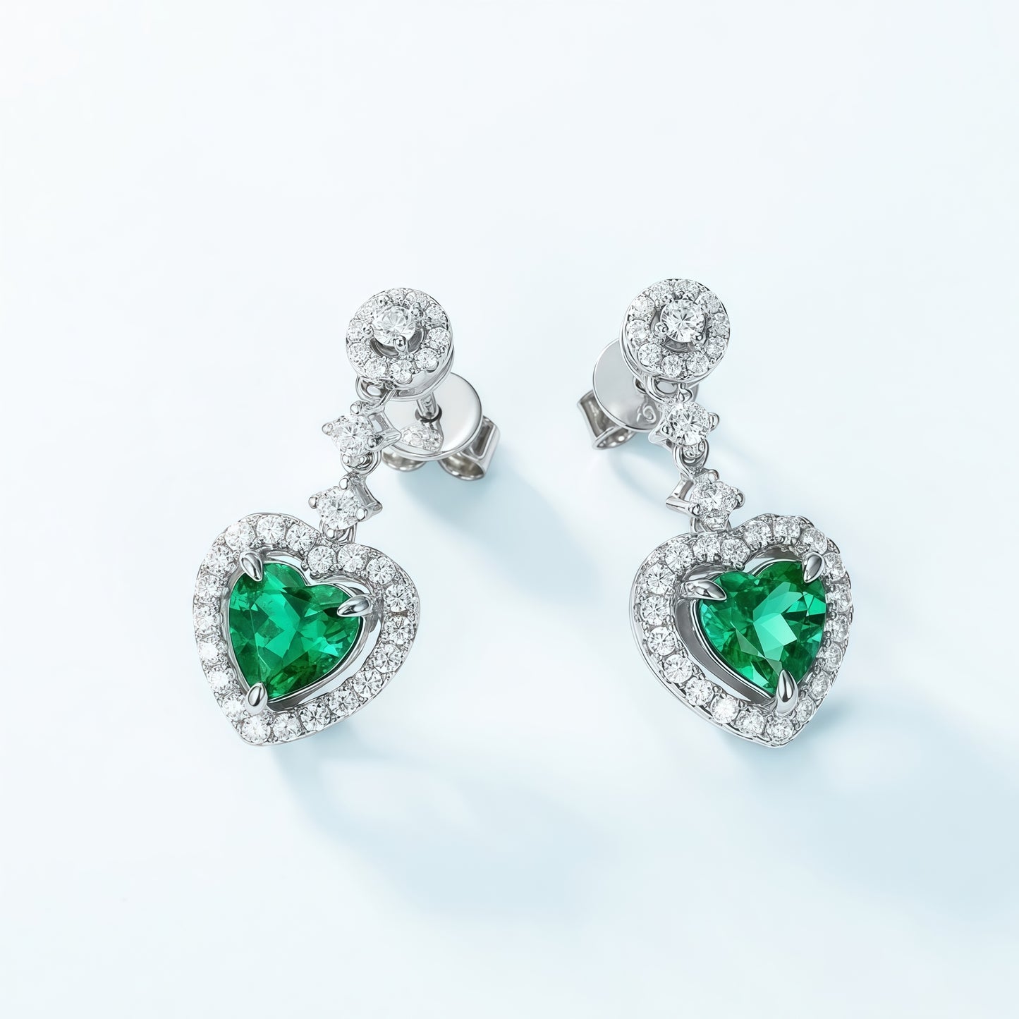 Sustainable 1.38CT Lab-Grown Emerald Heart Earrings | Handcrafted 925 Silver Ethical Luxury by Dapaza