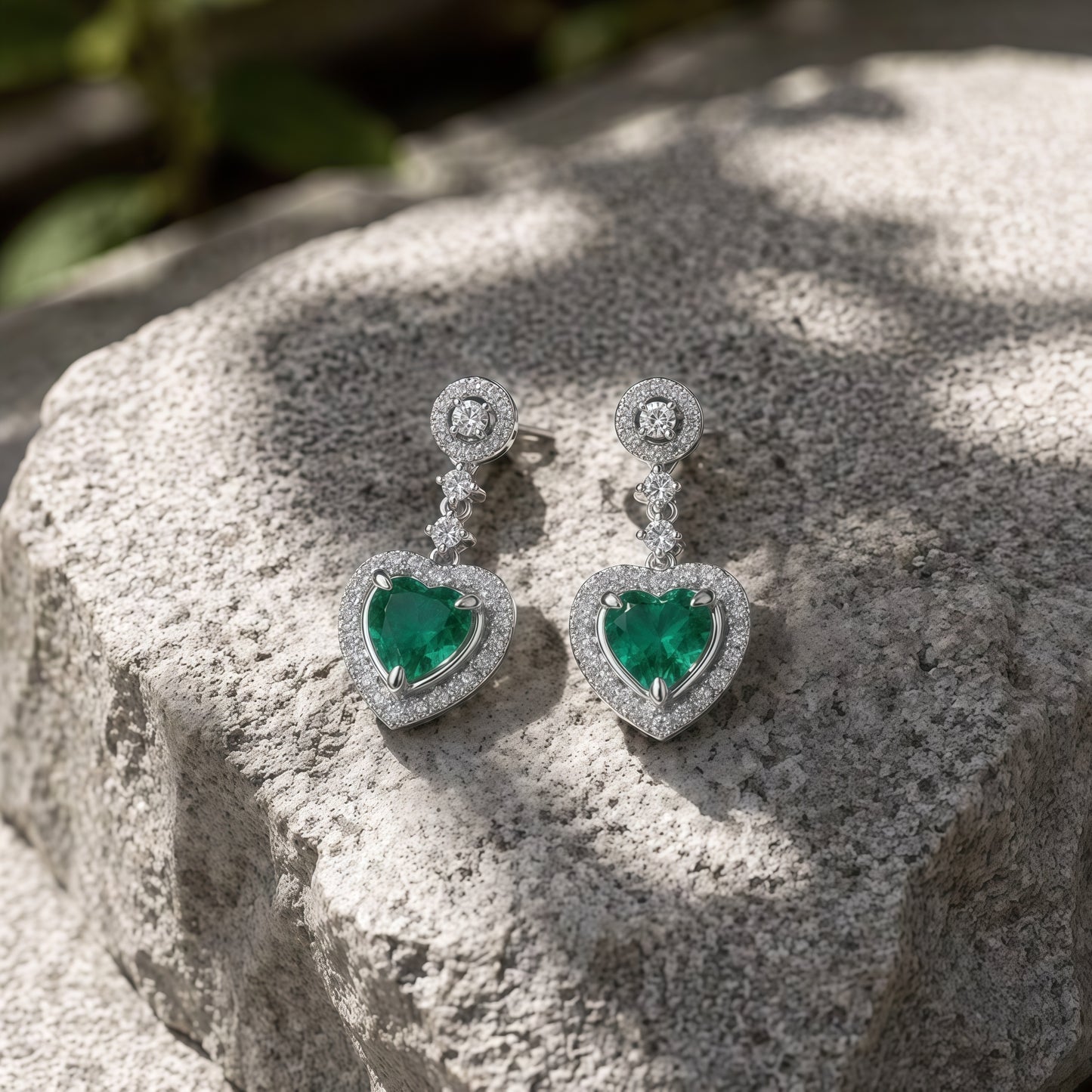 Sustainable 1.38CT Lab-Grown Emerald Heart Earrings | Handcrafted 925 Silver Ethical Luxury by Dapaza