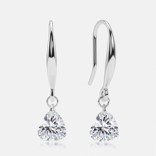 Heart 1.4ctw HPHT Lab Diamond Drop Earrings - S925 - Dapaza