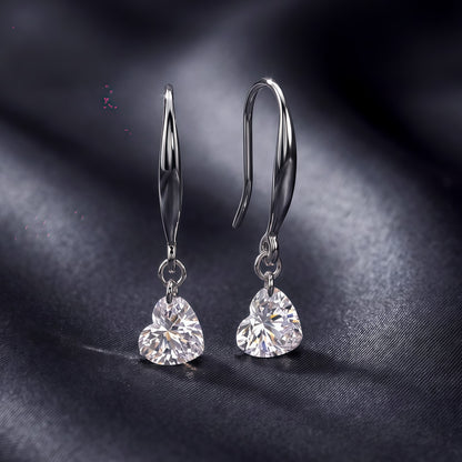 Heart 1.4ctw HPHT Lab Diamond Drop Earrings - S925 - Dapaza