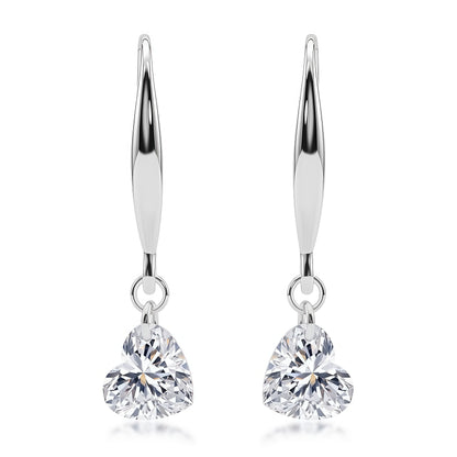 Heart 1.4ctw HPHT Lab Diamond Drop Earrings - S925 - Dapaza