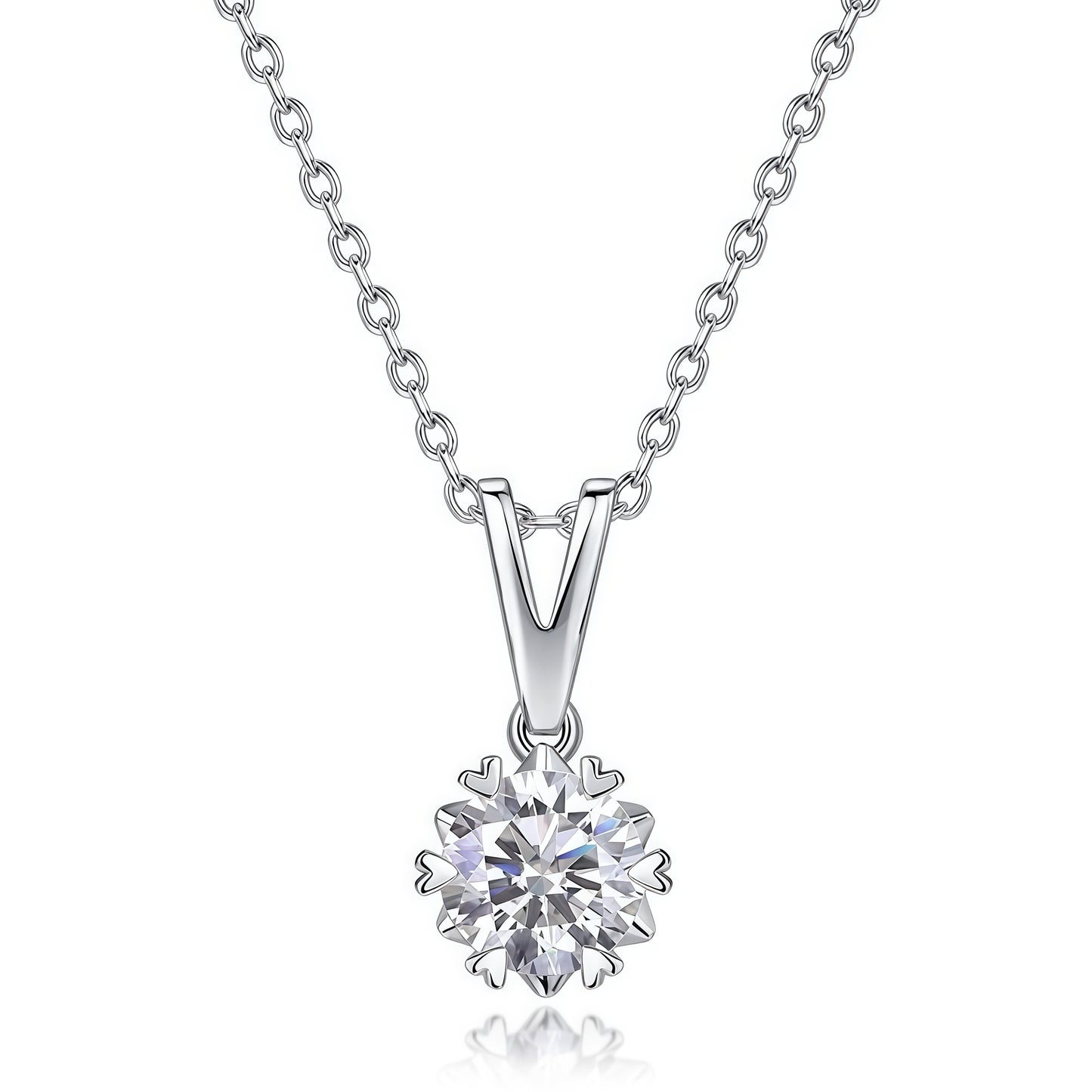 Heart 6-Prong 1ct Lab-Grown Diamond Solitaire Necklace - Dapaza