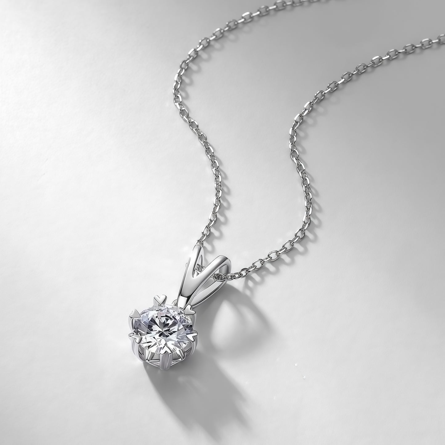 Heart 6-Prong 1ct Lab-Grown Diamond Solitaire Necklace - Dapaza