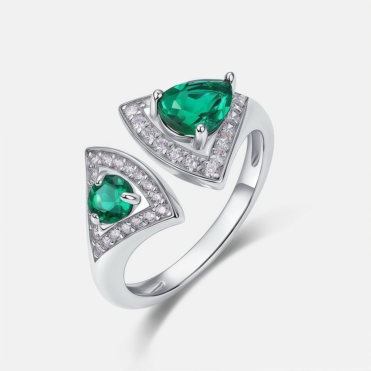 Premium Iconic Fan: Little Skirt Lab-Grown Emerald Statement Ring | 925 Silver