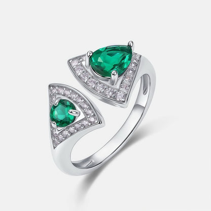 Premium Iconic Fan: Little Skirt Lab-Grown Emerald Statement Ring | 925 Silver