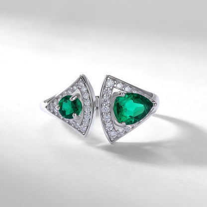 Premium Iconic Fan: Little Skirt Lab-Grown Emerald Statement Ring | 925 Silver