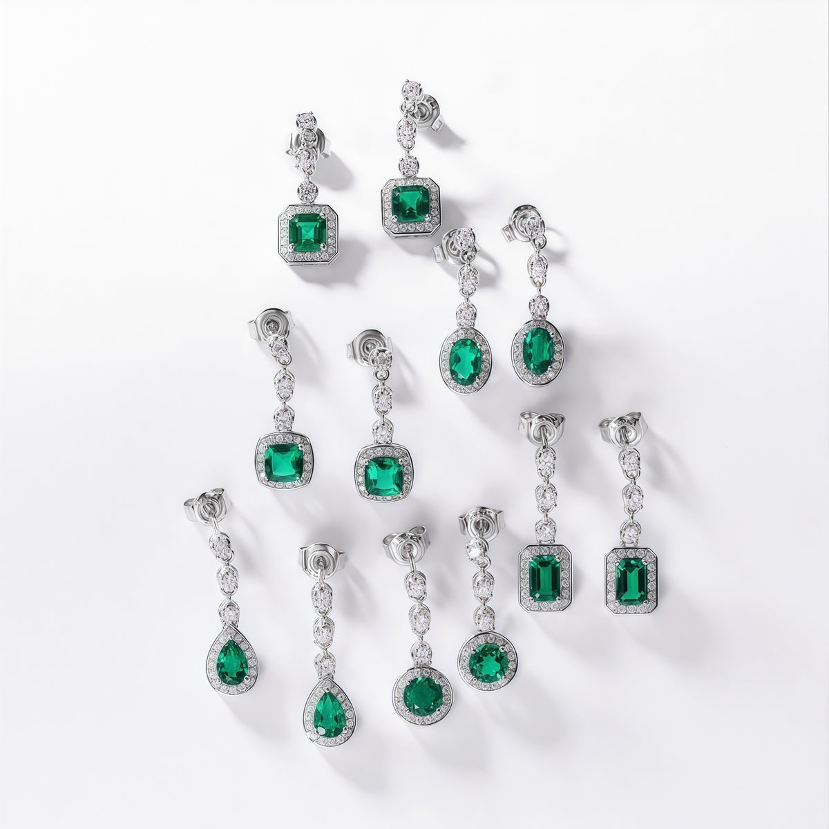 Radiant Lab-Grown Emerald Tassel Earrings - S925 - Dapaza
