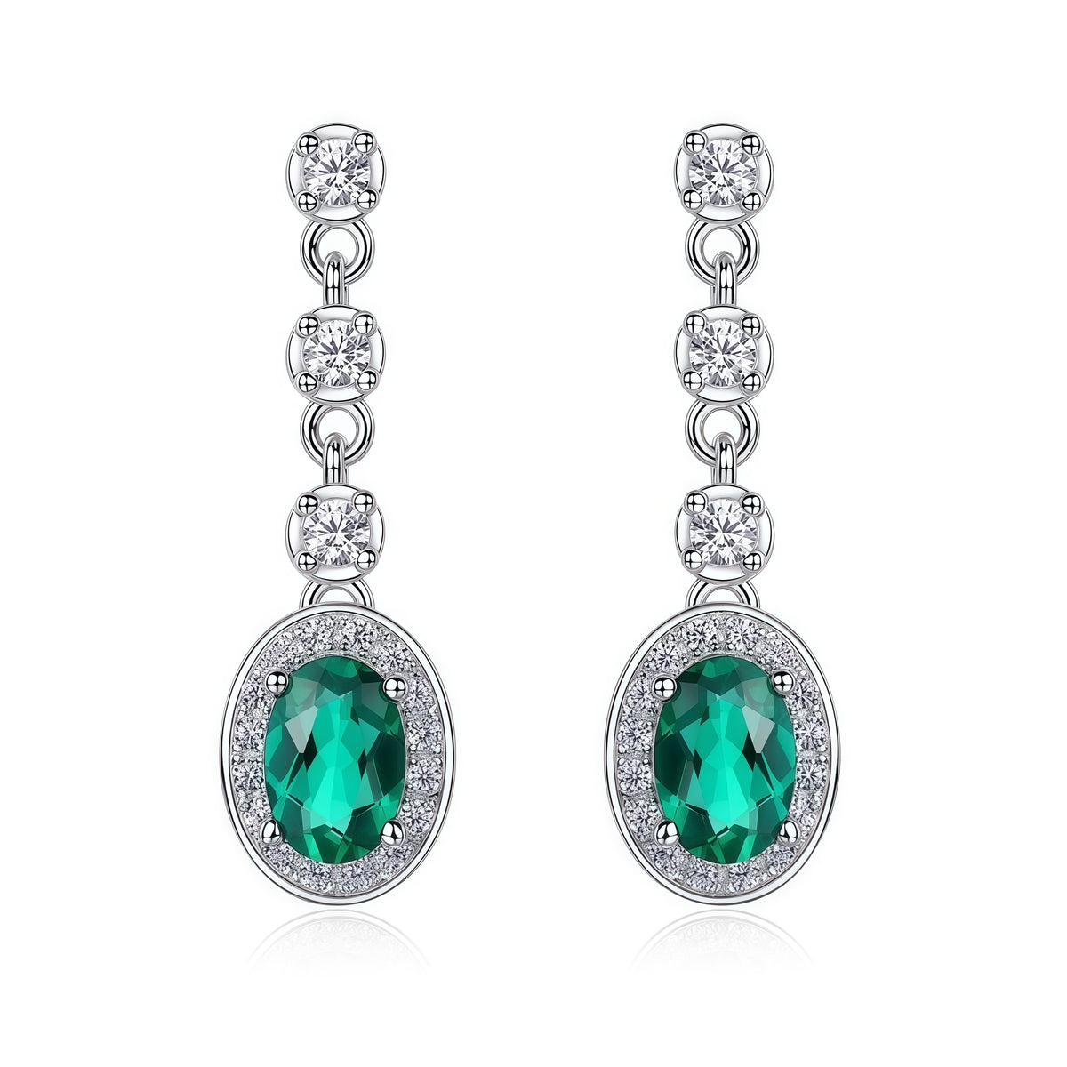 Radiant Lab-Grown Emerald Tassel Earrings - S925 - Dapaza