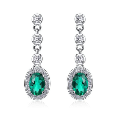 Radiant Lab-Grown Emerald Tassel Earrings - S925 - Dapaza