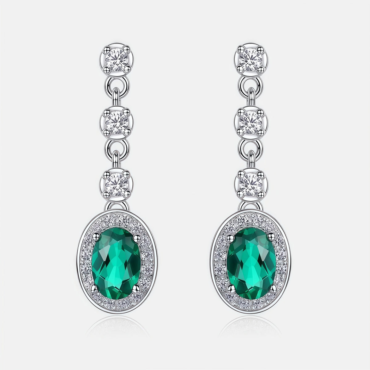 Radiant Lab-Grown Emerald Tassel Earrings - S925 - Dapaza