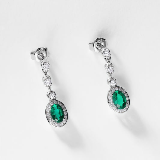 Iconic Long-Drop: Radiant Lab-Grown Emerald Tassel Earrings | 925 Silver | Dapaza