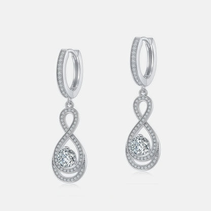 Infinity Figure 8 Moissanite Drop Earrings in S925 Sterling Silver - 0.9CT Total Weight