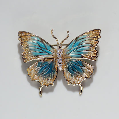 Elegant Blue Enamel Butterfly Brooch – Luxury Insect Jewelry Pin