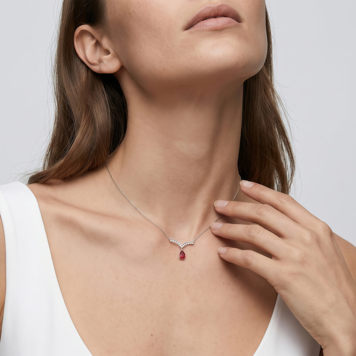 Premium Liquid Drop: Gold-Plated Teardrop Lab-Grown Emerald Pendant Necklace | 925 Silver