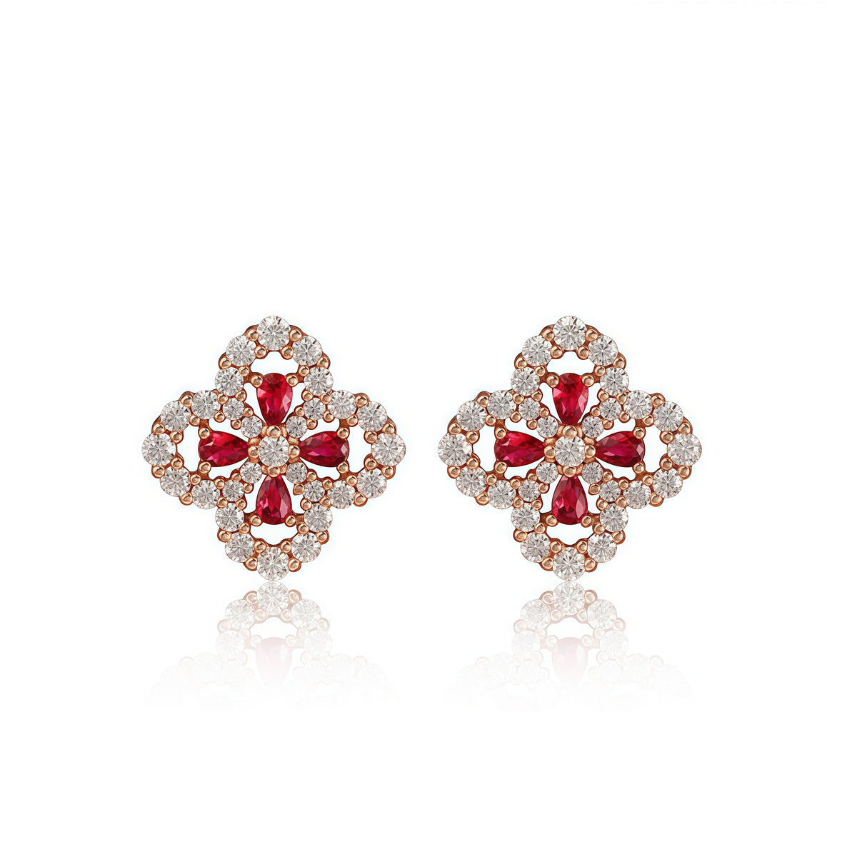 Premium Lucky Clover Lab-Grown Emerald Stud Earrings | 925 Sterling Silver