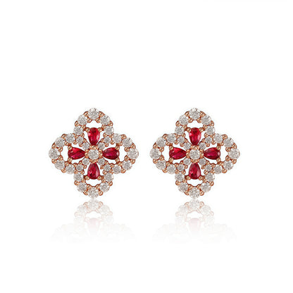 Premium Lucky Clover Lab-Grown Emerald Stud Earrings | 925 Sterling Silver