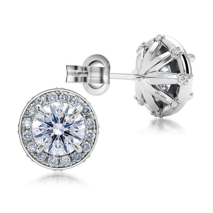 Luxury 2.2ctw CVD Lab Diamond Halo Studs - S925 - Dapaza