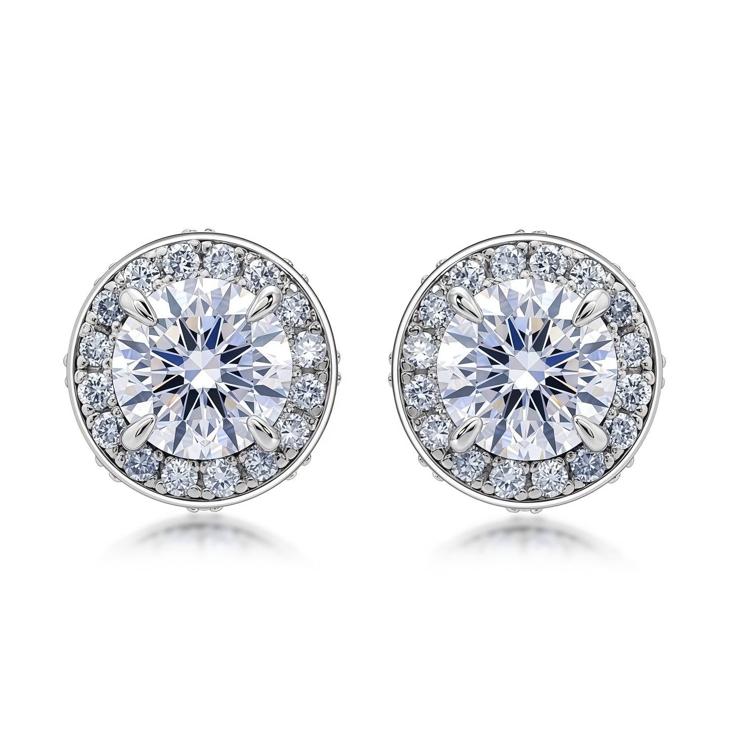 Luxury 2.2ctw CVD Lab Diamond Halo Studs - S925 - Dapaza