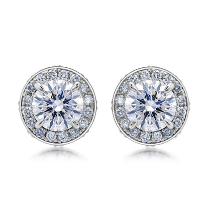 Luxury 2.2ctw CVD Lab Diamond Halo Studs - S925 - Dapaza