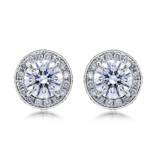 Luxury 2.2ctw CVD Lab Diamond Halo Studs - S925 - Dapaza