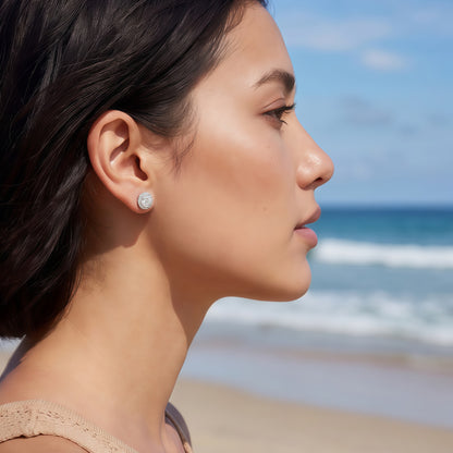 Luxury 2.2ctw CVD Lab Diamond Halo Studs - S925 - Dapaza