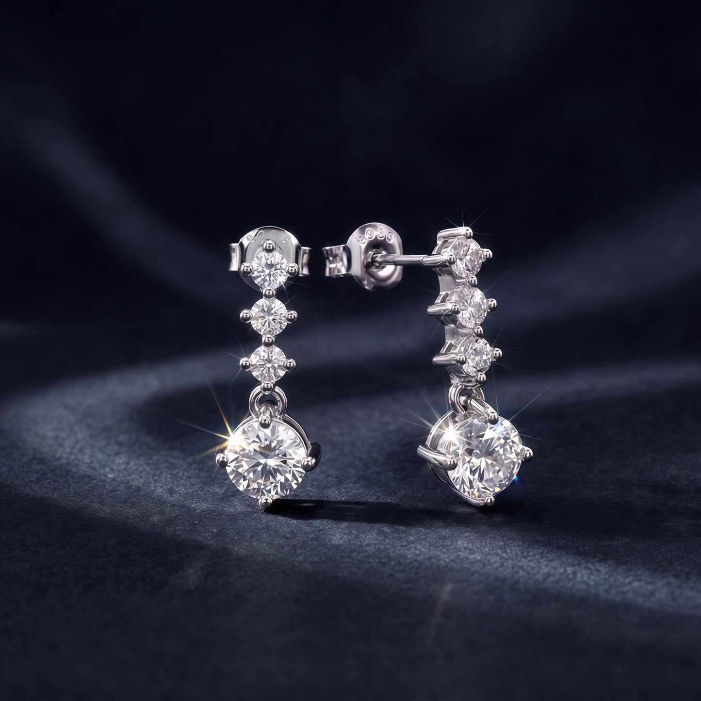 2.17ctw Round Cut HPHT Lab Grown Diamond Drop Earrings in S925 Sterling Silver