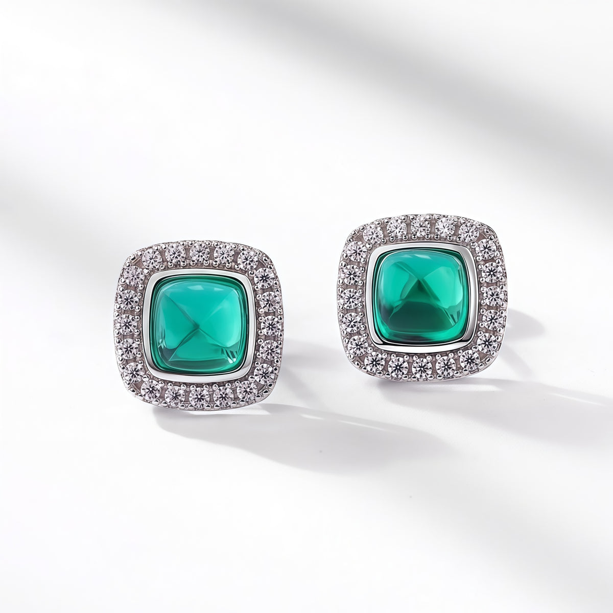 Premium Minimalist Chic: Dainty Lab-Grown Emerald Stud Earrings | 925 Silver
