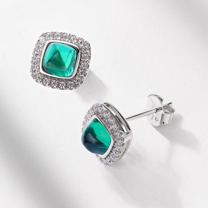 Premium Minimalist Chic: Dainty Lab-Grown Emerald Stud Earrings | 925 Silver