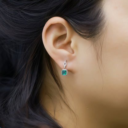 Premium Minimalist Drop: Versatile Lab-Grown Emerald Dangle Earrings | 925 Silver