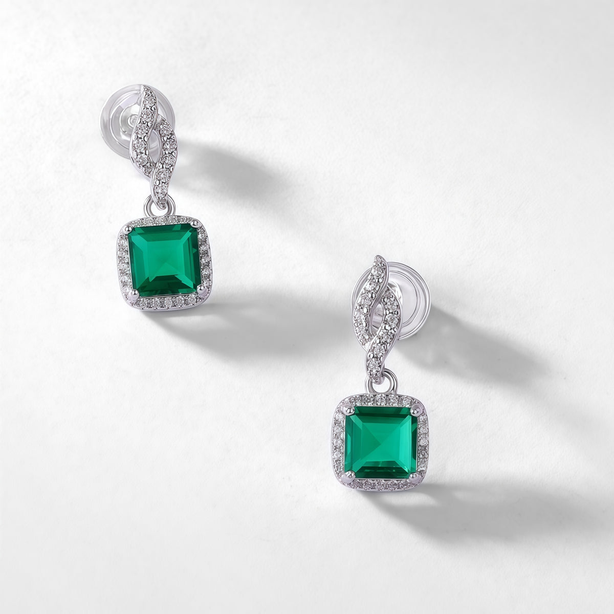 Premium Minimalist Drop: Versatile Lab-Grown Emerald Dangle Earrings | 925 Silver