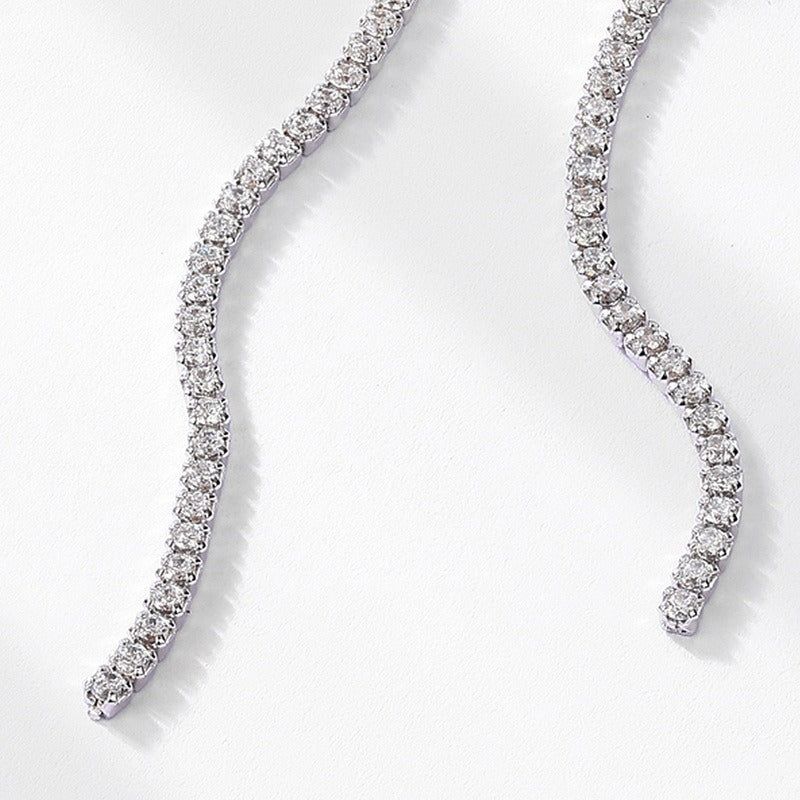 Minimalist Emerald-Cut Lab-Grown Emerald Tassel Earrings - 925 Sterling Silver - Dapaza Jewelry