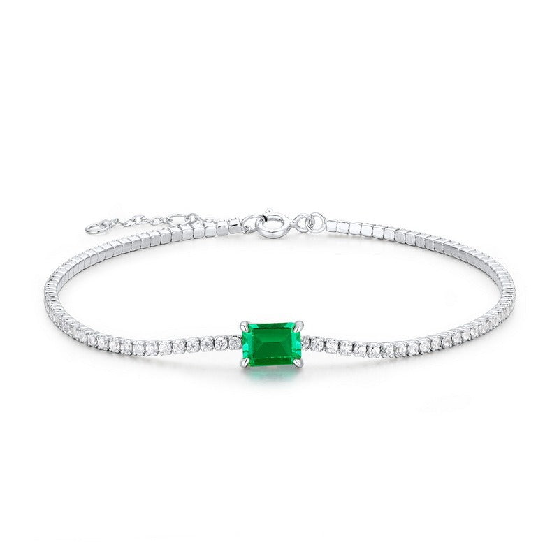 Minimalist Emerald-Cut Lab-Grown Emerald Tassel Earrings - 925 Sterling Silver - Dapaza Jewelry