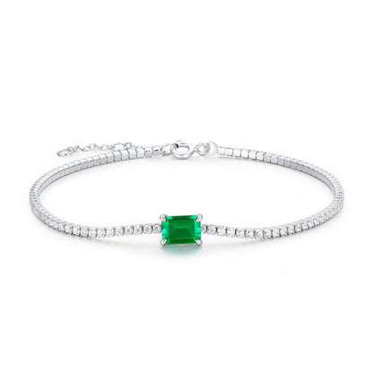 Minimalist Emerald-Cut Lab-Grown Emerald Tassel Earrings - 925 Sterling Silver - Dapaza Jewelry