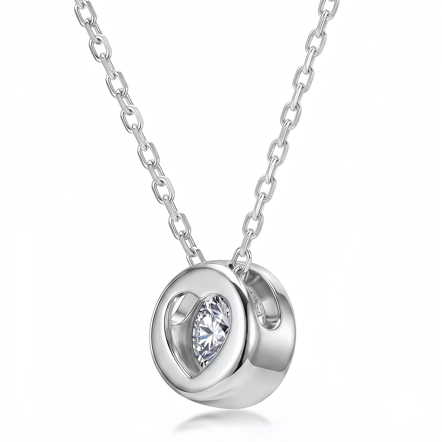 Minimalist 1.0ct Round Brilliant CVD Lab Diamond Bezel Necklace - S925 - Dapaza