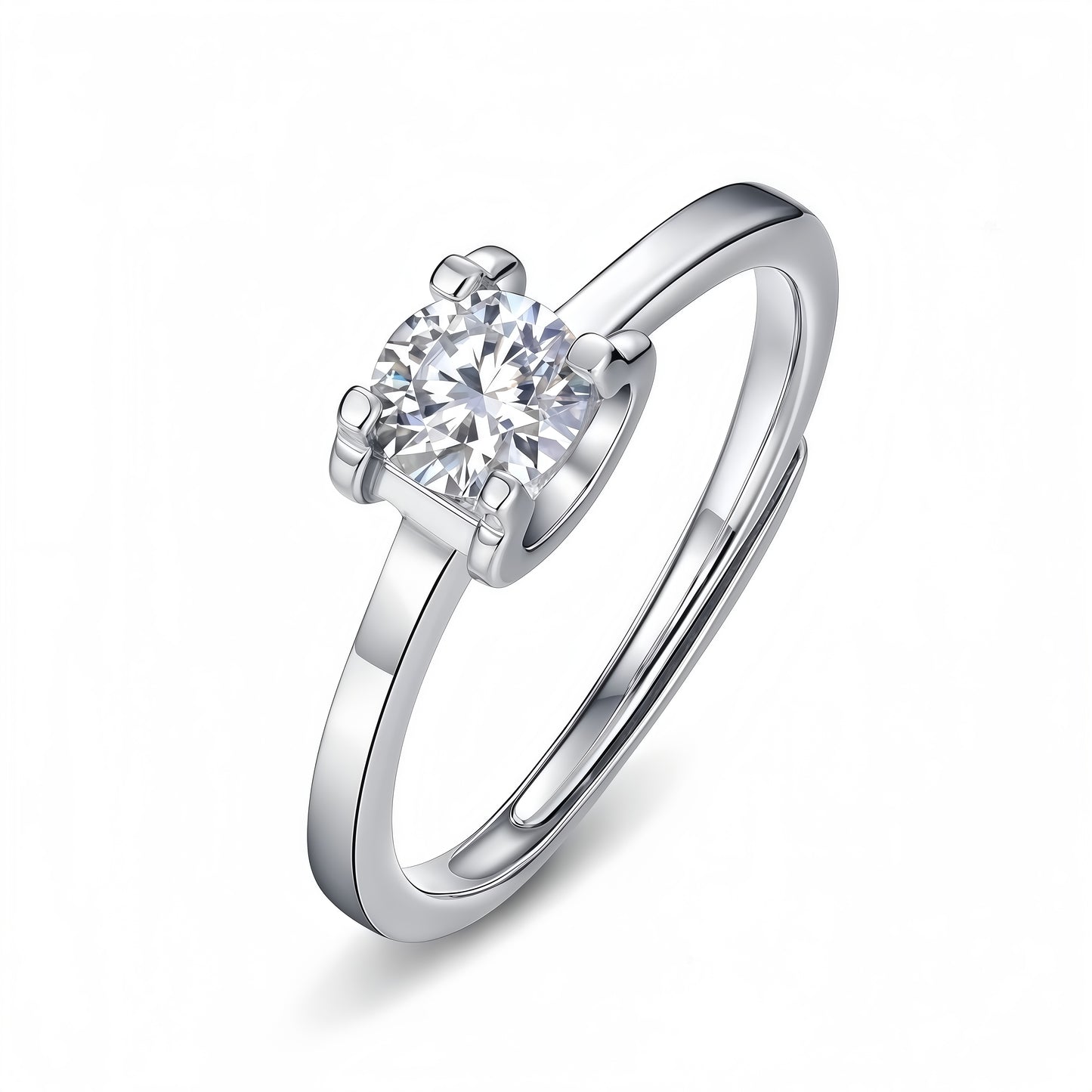 1.12CT Round Brilliant Moissanite Engagement Ring - S925 Sterling Silver "Ox-Head" Setting Solitaire