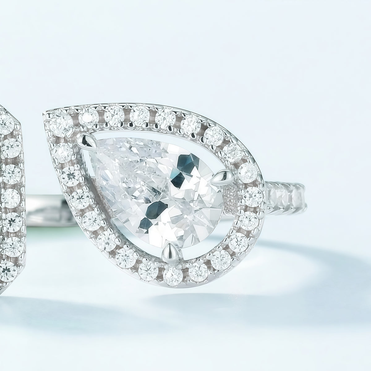 Premium Modern Geometric: Full-Pavé Lab-Grown Emerald Statement Ring | 925 Silver