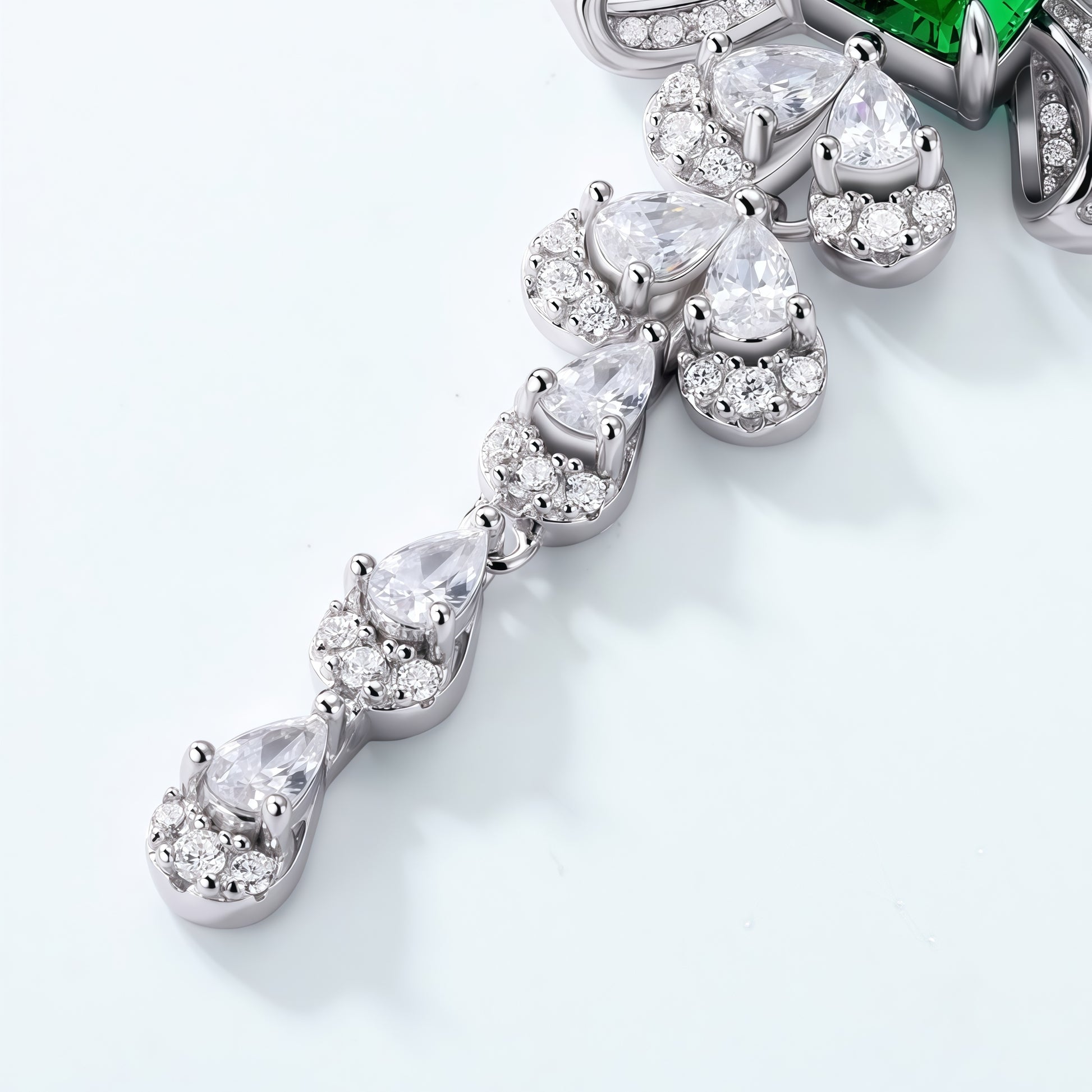 Premium Modern Romance: Tassel Ribbon Lab-Grown Emerald Necklace | 925 Silver