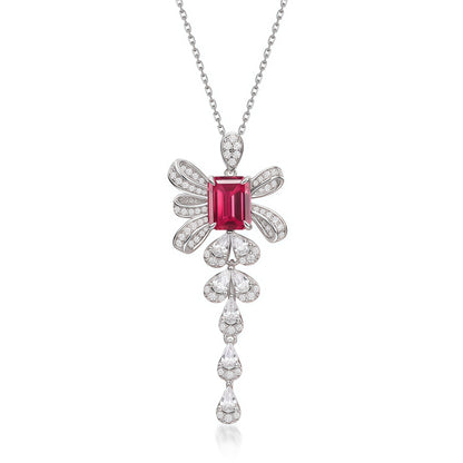 Premium Modern Romance: Tassel Ribbon Lab-Grown Emerald Necklace | 925 Silver