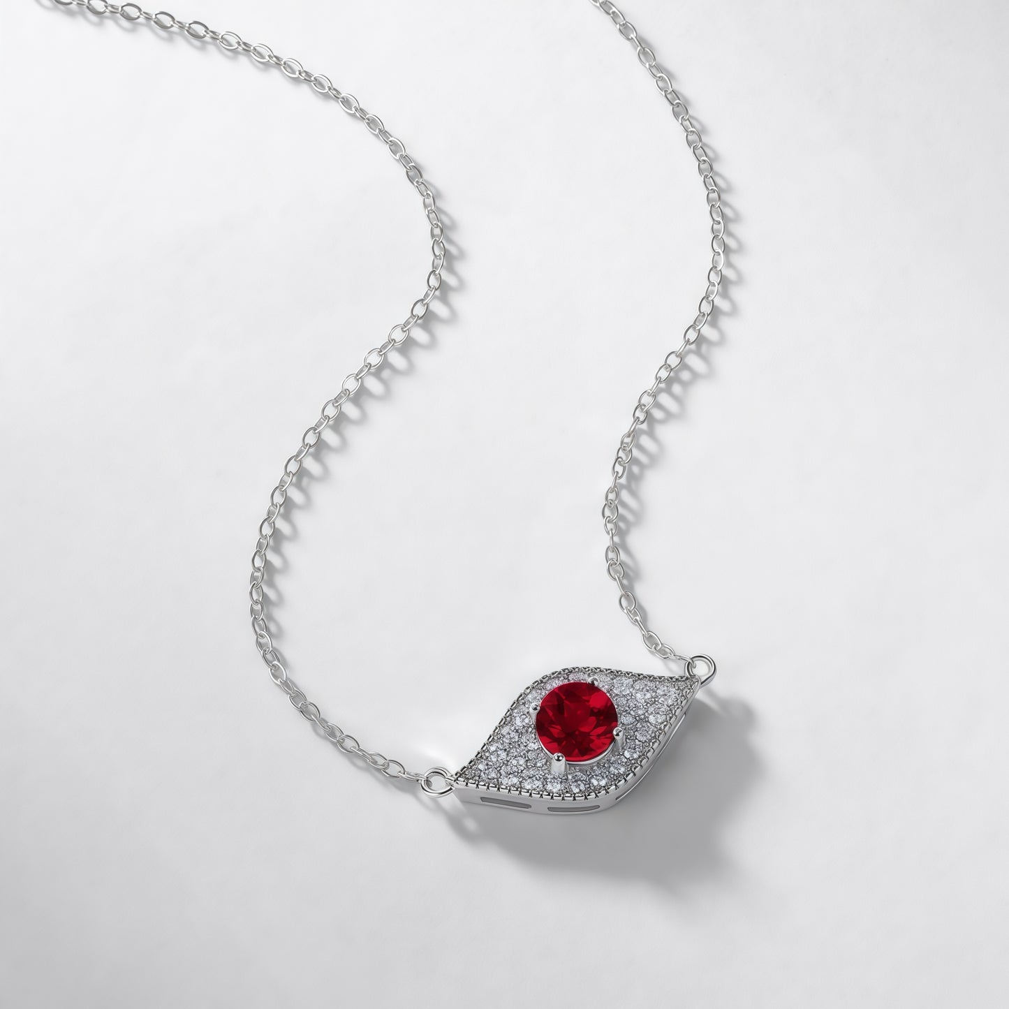 Premium Mystic Guardian: Evil Eye Lab-Grown Emerald Pendant Necklace | 925 Silver