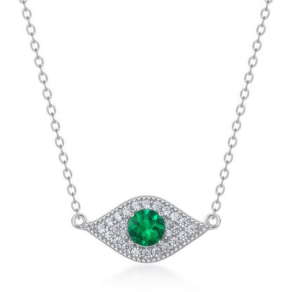 Premium Mystic Guardian: Evil Eye Lab-Grown Emerald Pendant Necklace | 925 Silver