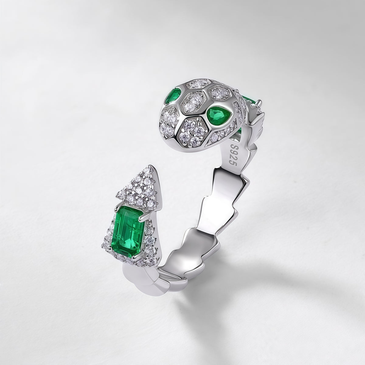 Premium Mystic Serpent: Lab-Grown Emerald Snake Jewelry Set | 925 Silver