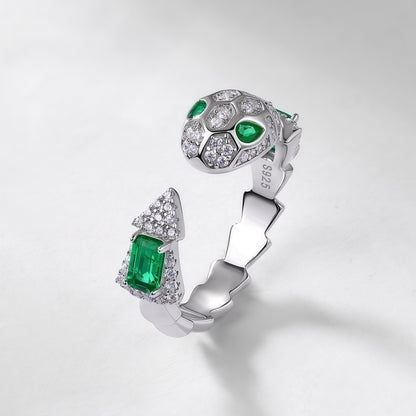 Premium Mystic Serpent: Lab-Grown Emerald Snake Jewelry Set | 925 Silver