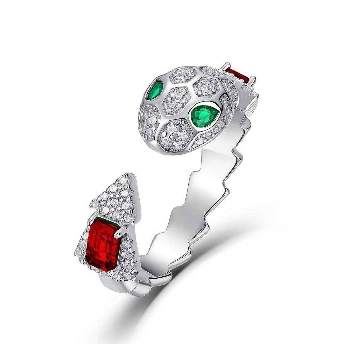 Premium Mystic Serpent: Lab-Grown Emerald Snake Jewelry Set | 925 Silver