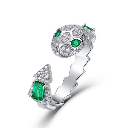 Premium Mystic Serpent: Lab-Grown Emerald Snake Jewelry Set | 925 Silver