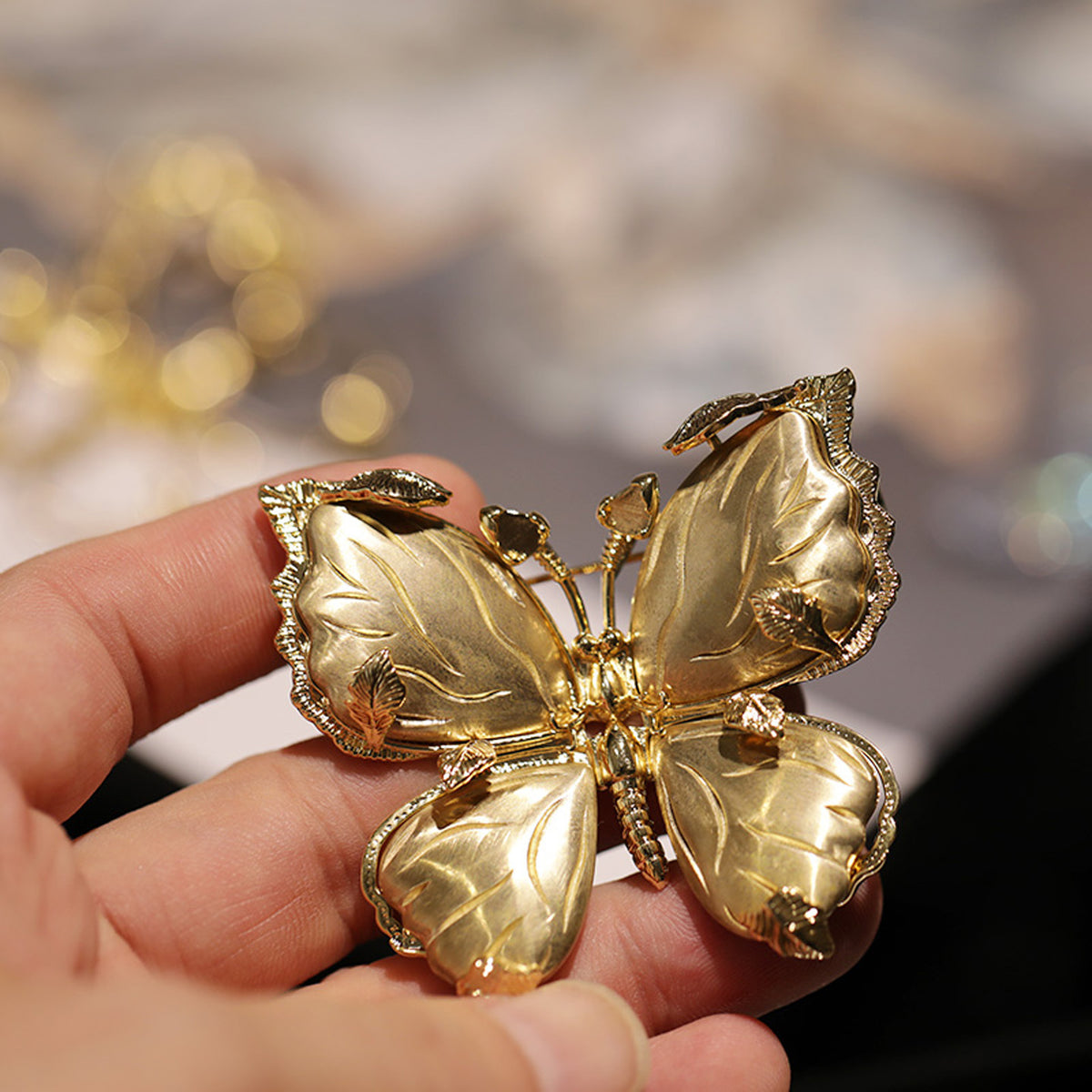 Antique Crystal Butterfly Brooch