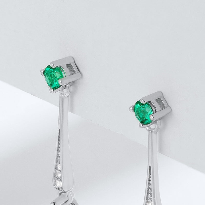 Pear-Cut Lab-Grown Emerald Drop Earrings - S925 Sterling Silver