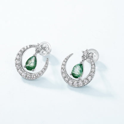Moon Moss Agate Earrings | 925 Sterling Silver