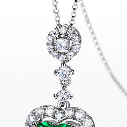 Romantic Heart: Geometric Lab-Grown Emerald Heart Pendant | 925 Silver