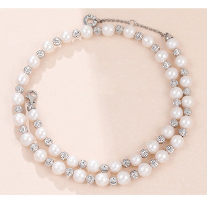 New S925 Sterling Silver Baroque Pearl Necklace